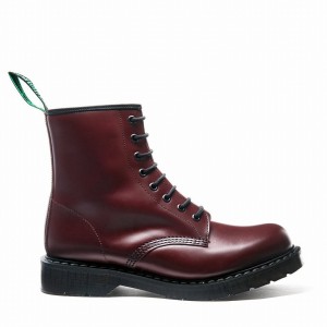 Buty Derby Męskie Solovair Hi-Shine 8 Eye Czerwone | S8-551-OX-G-030
