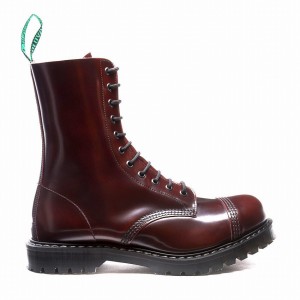 Buty Derby Męskie Solovair Rub-Off 11 Eye Steel Toe Bordowe | SC11-1980-BUR-G-060
