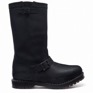 Buty Motocyklowe Damskie Solovair Greasy Czarne | SC0-1000-BG-G-065